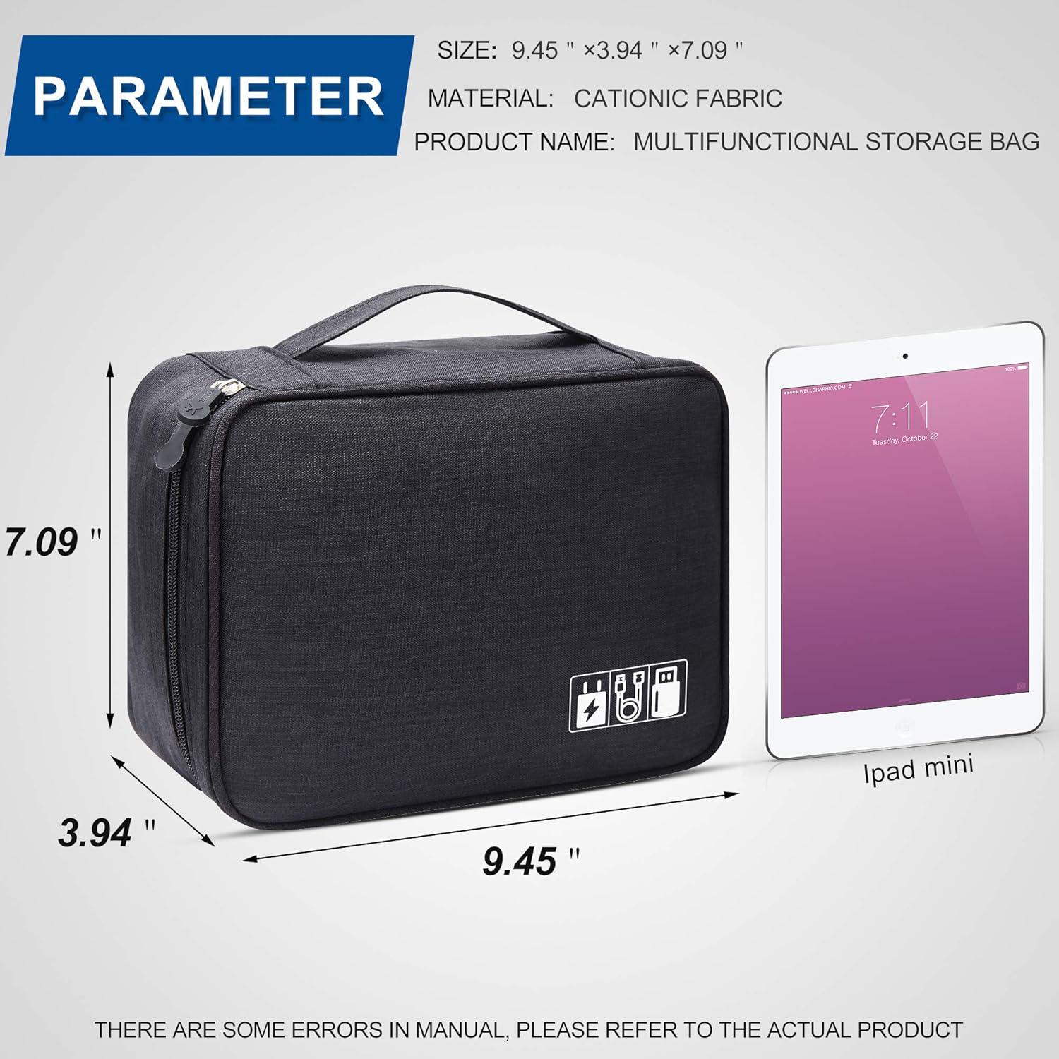 Organizador de Cables VOCUS Grande Portátil Negro 24x10x18cm