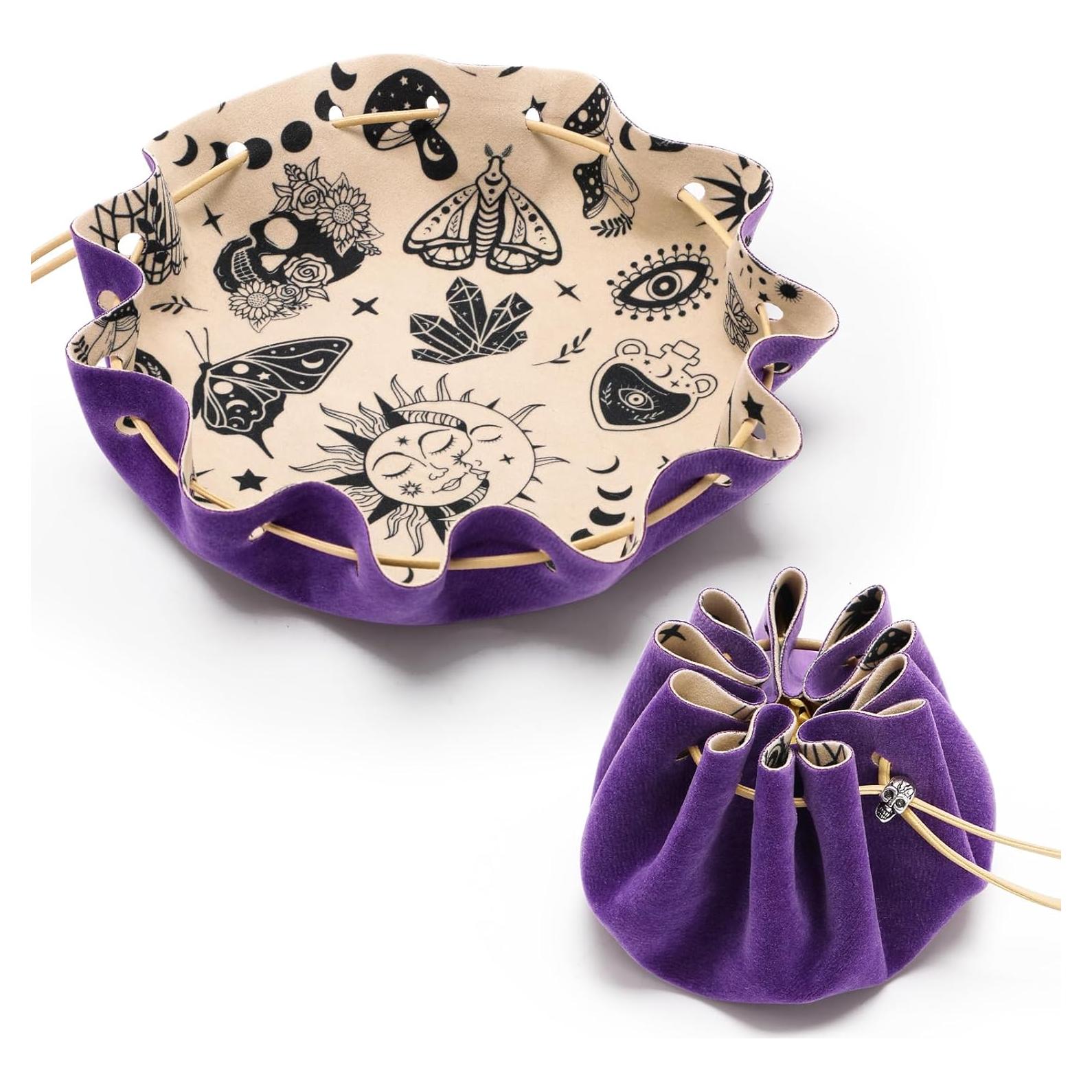 Bolsa de Cuerda y Bandeja de Dados CiyvoLyeen Púrpura 24.6cm