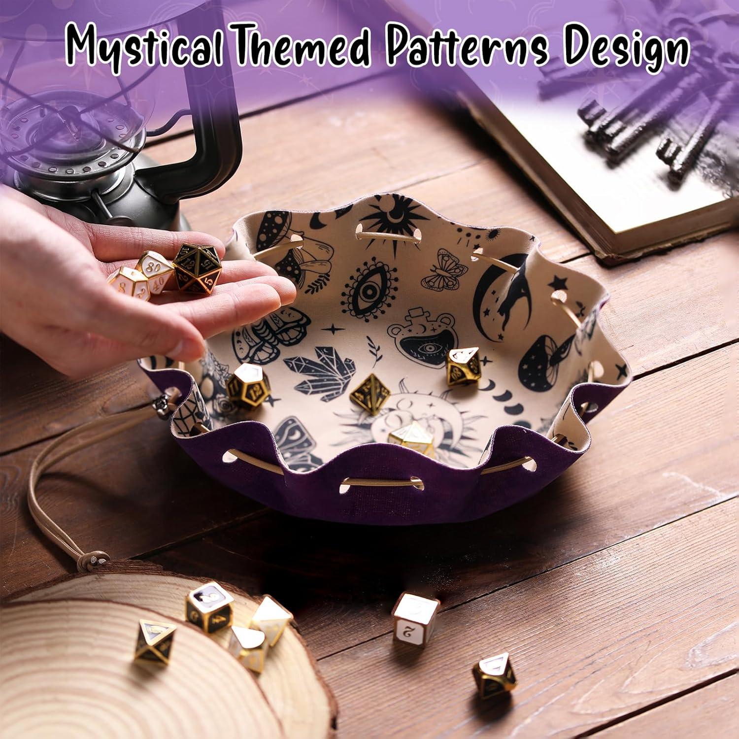 Bolsa de Cuerda y Bandeja de Dados CiyvoLyeen Púrpura 24.6cm