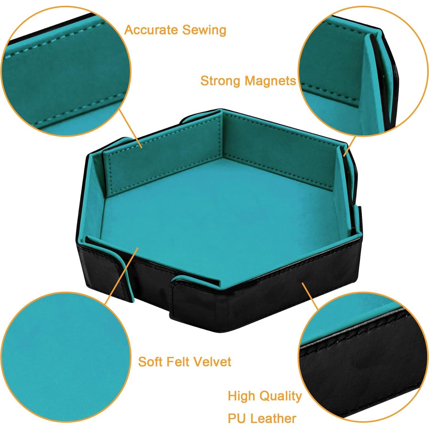 Bandeja de Dados Magnética Plegable SIQUK Hexagonal Cian