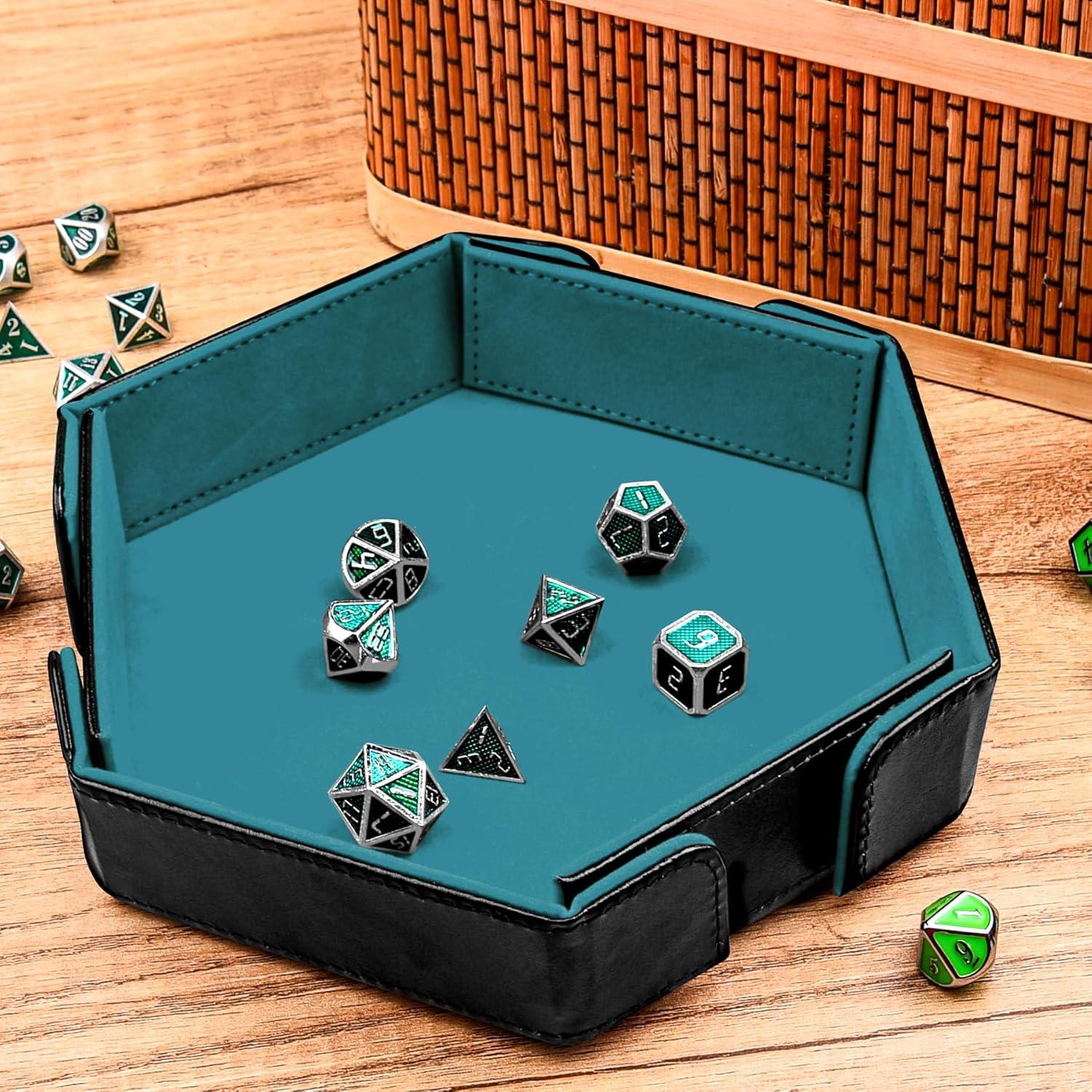 Bandeja de Dados Magnética Plegable SIQUK Hexagonal Cian