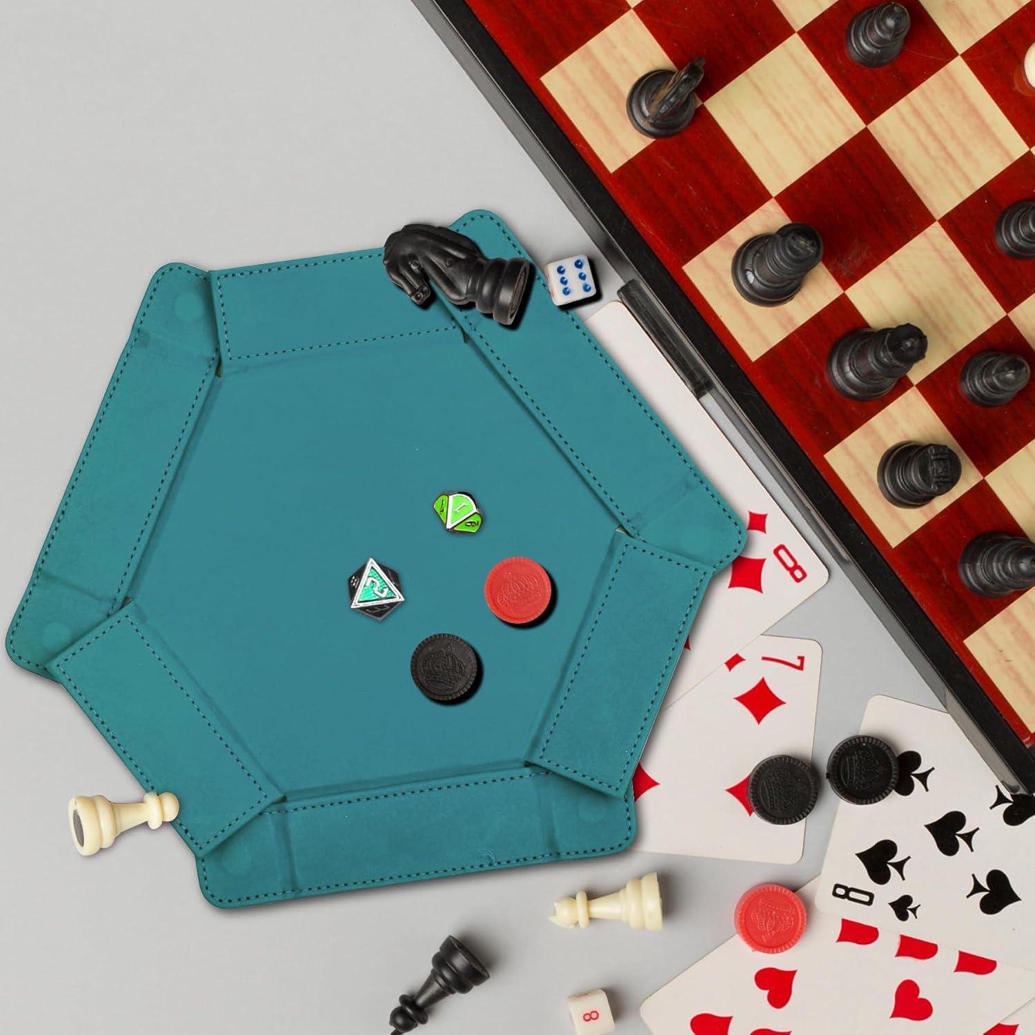 Bandeja de Dados Magnética Plegable SIQUK Hexagonal Cian