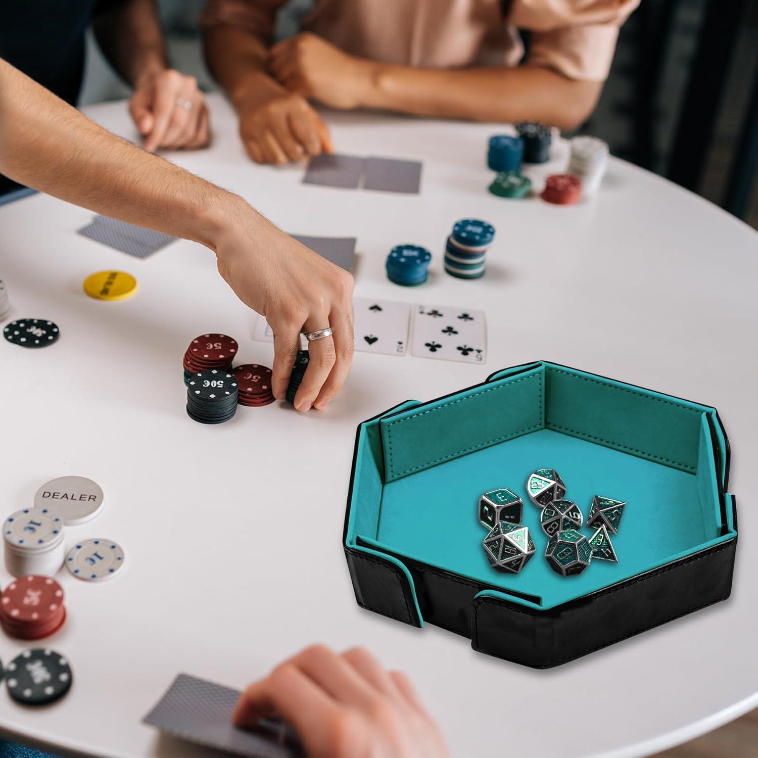 Bandeja de Dados Magnética Plegable SIQUK Hexagonal Cian