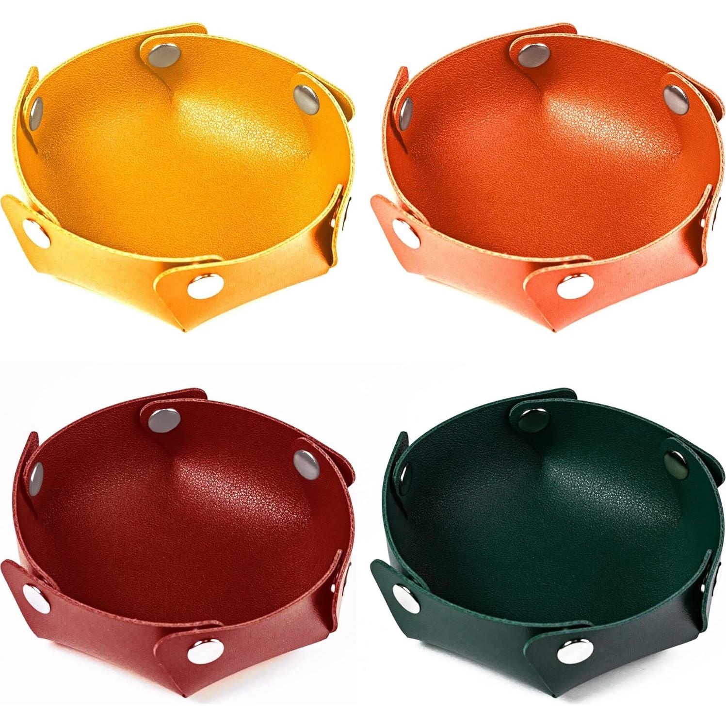 Juego de 4 Cajas de Dados de Cuero PU KSNDie - Verde, Rojo, Naranja, Amarillo