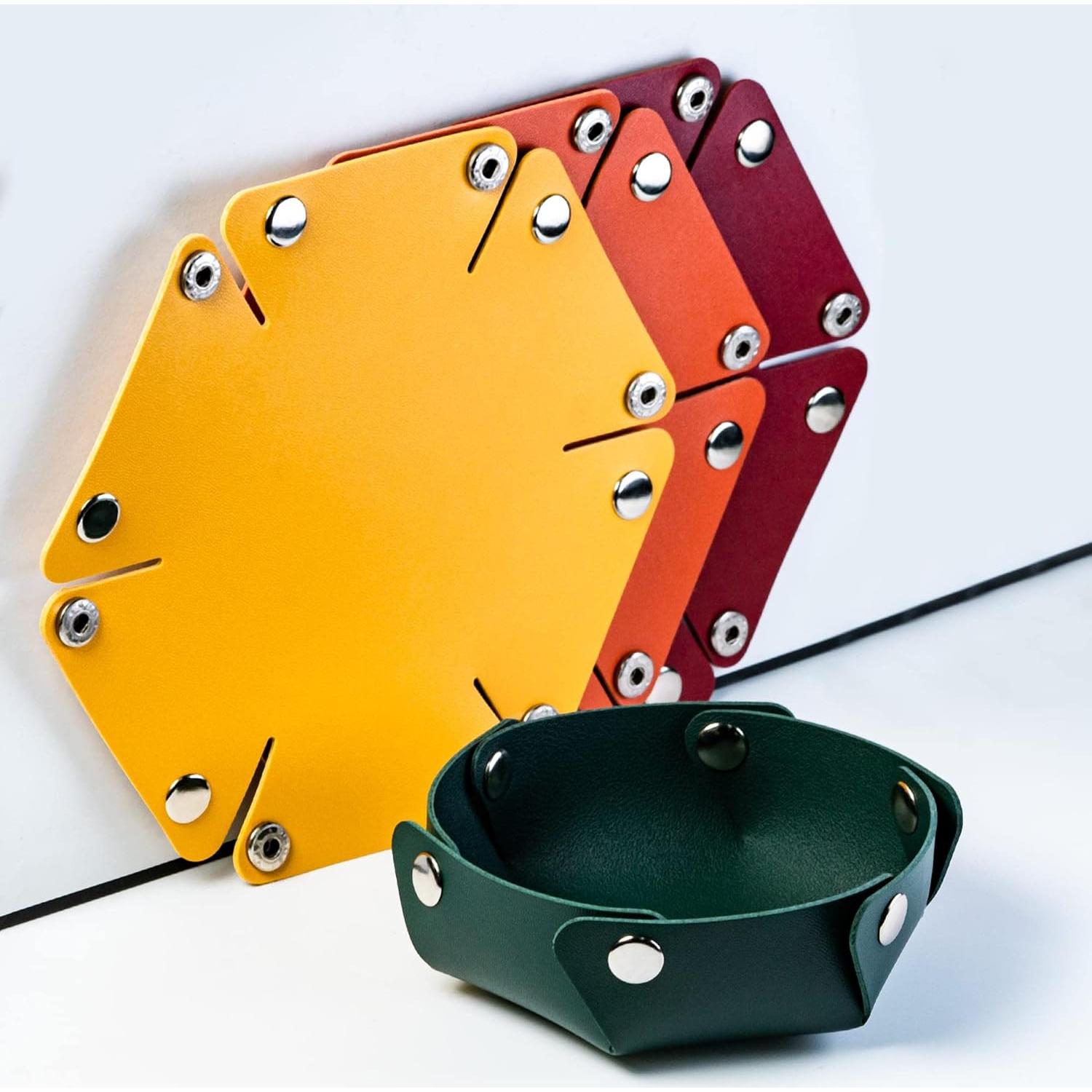 Juego de 4 Cajas de Dados de Cuero PU KSNDie - Verde, Rojo, Naranja, Amarillo