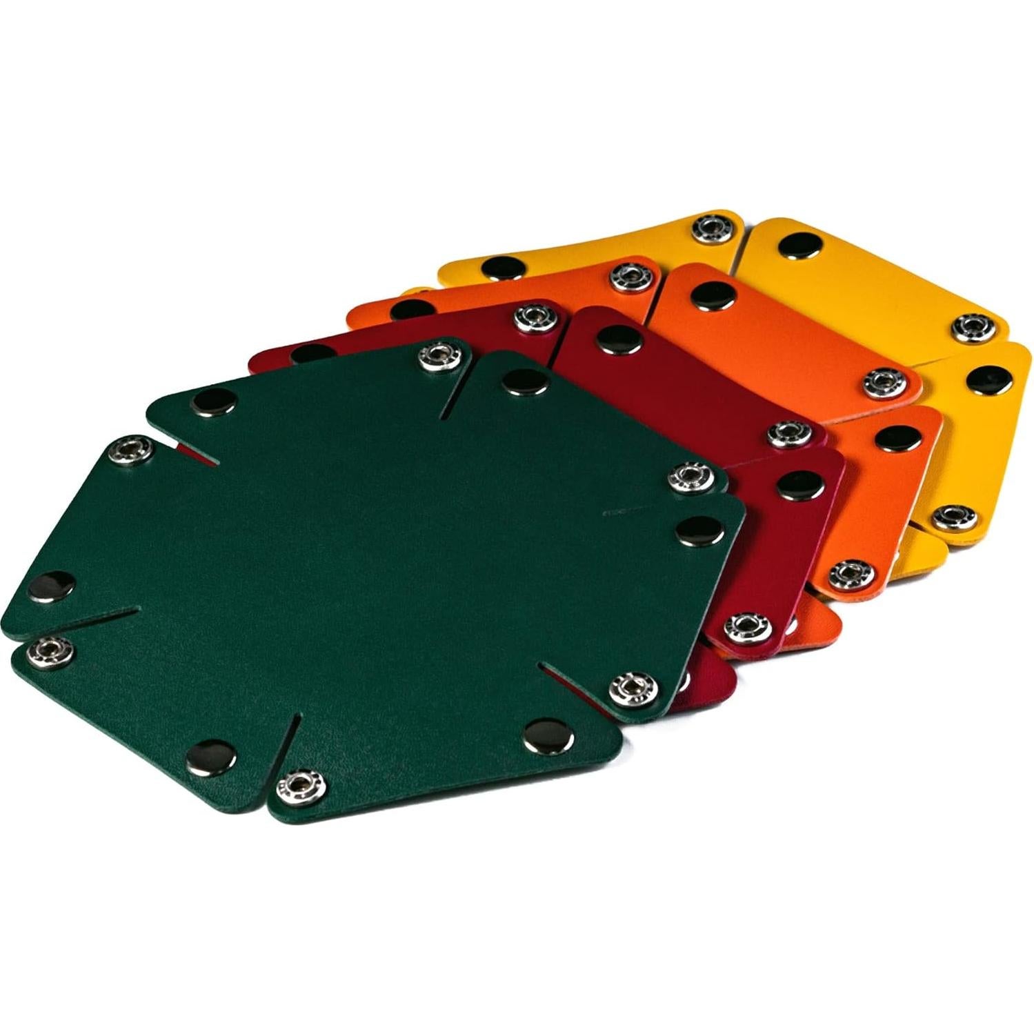 Juego de 4 Cajas de Dados de Cuero PU KSNDie - Verde, Rojo, Naranja, Amarillo