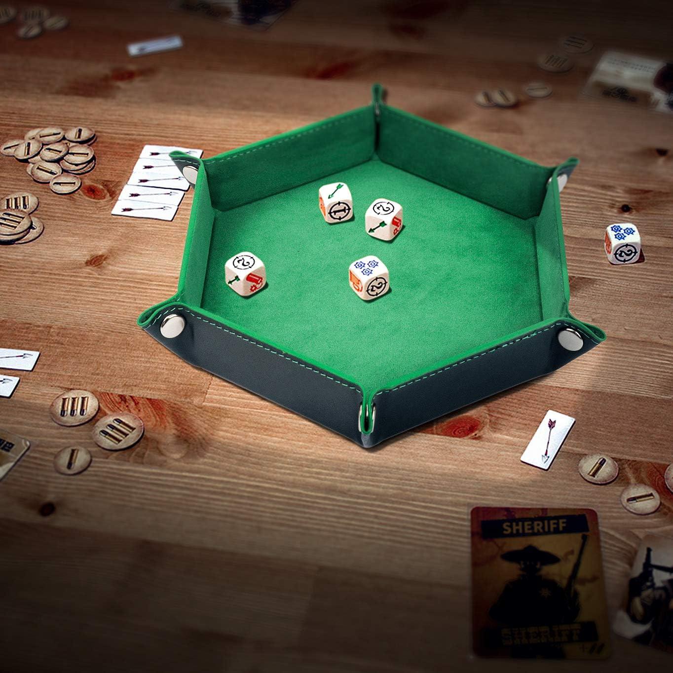 Bandeja de Dados Plegable K.T. 6 Piezas Cuero PU Terciopelo