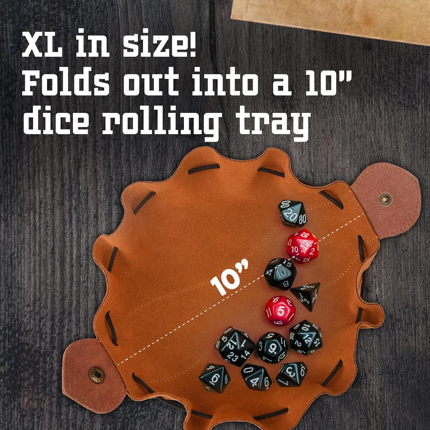 Bolsa y Bandeja de Dados IMPRESA - Cuero Marrón 25.4 cm
