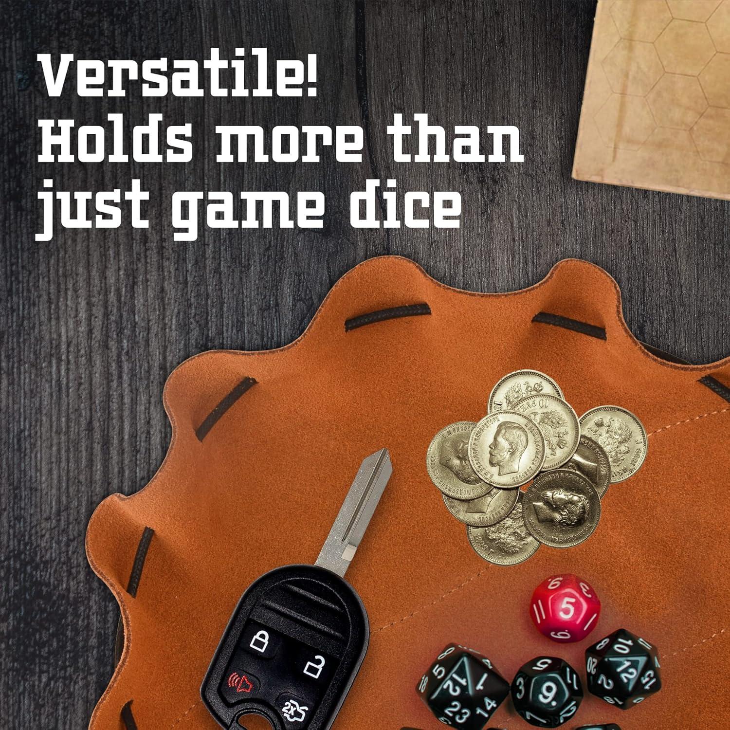 Bolsa y Bandeja de Dados IMPRESA - Cuero Marrón 25.4 cm