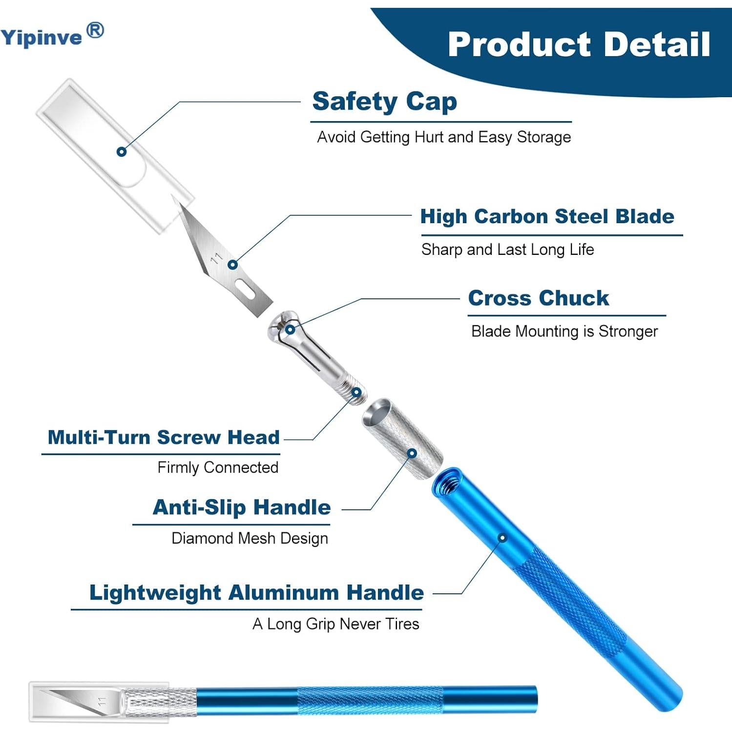 Juego de Cuchillos de Manualidades Yipinve 62PCS - Acero Carbono