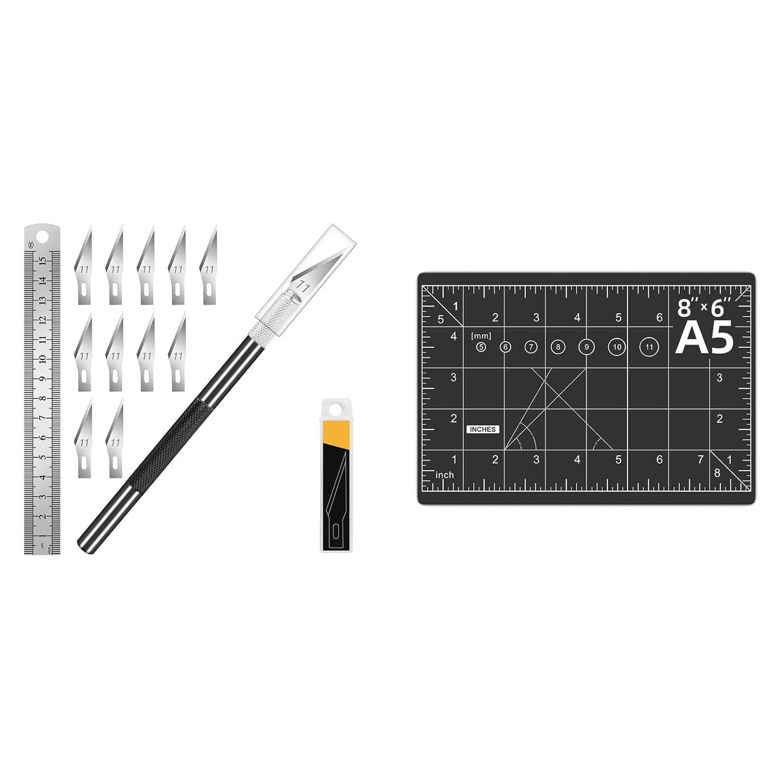 Cuchillo de Manualidades DIYSELF con 11 Cuchillas y Almohadilla A5