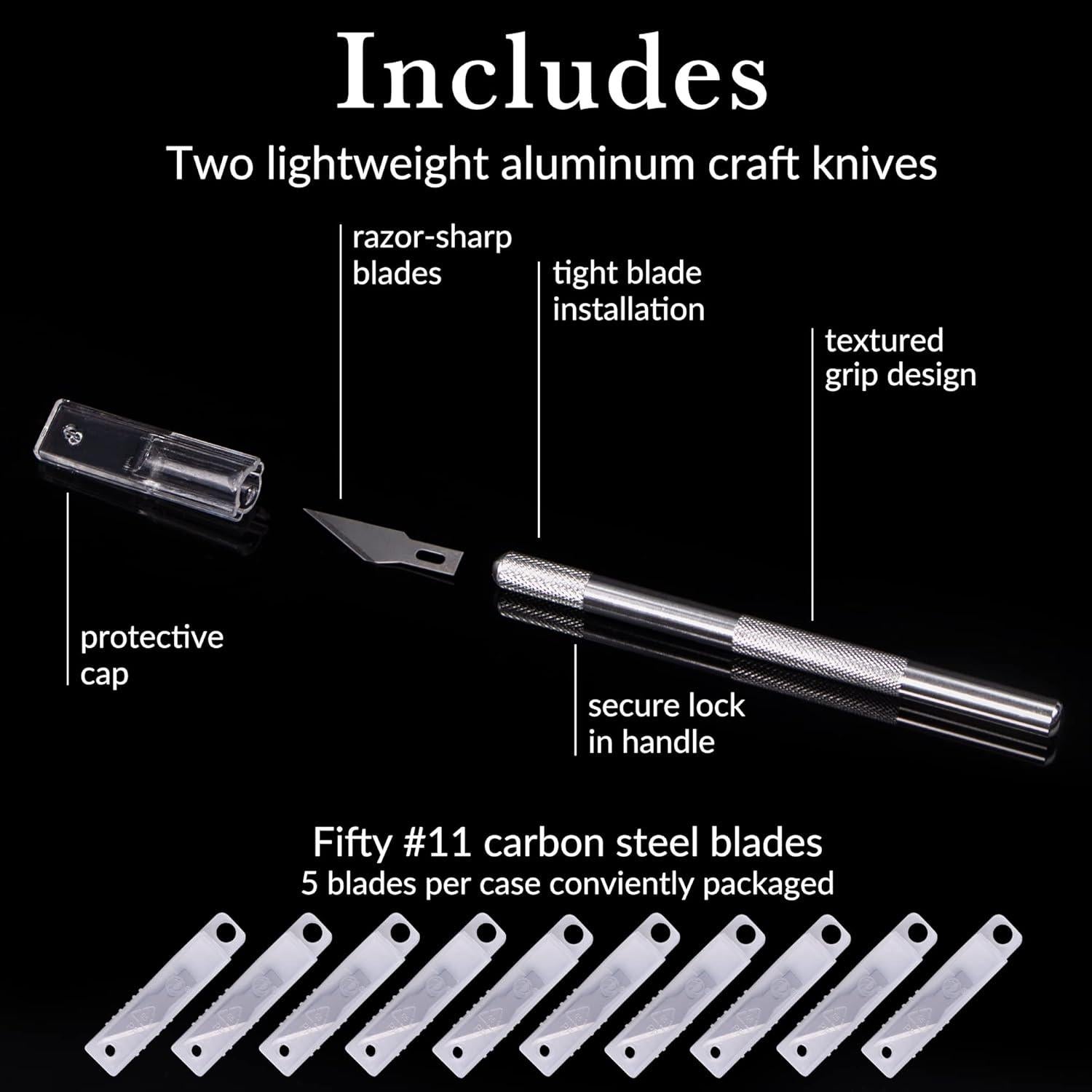 Juego de Cuchillos de Artesanía W.A. Portman - 2 Cuchillos y 50 Cuchillas de Acero