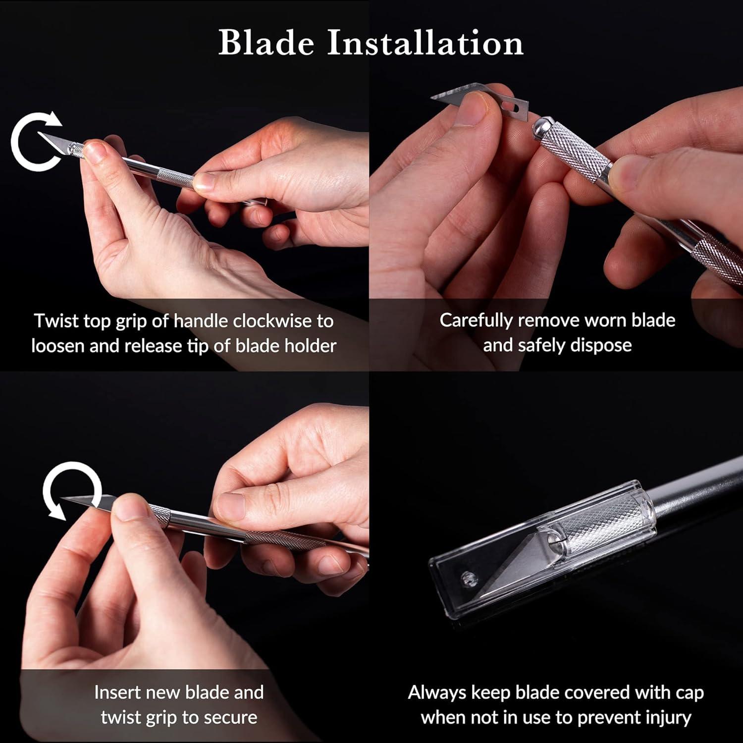 Juego de Cuchillos de Artesanía W.A. Portman - 2 Cuchillos y 50 Cuchillas de Acero