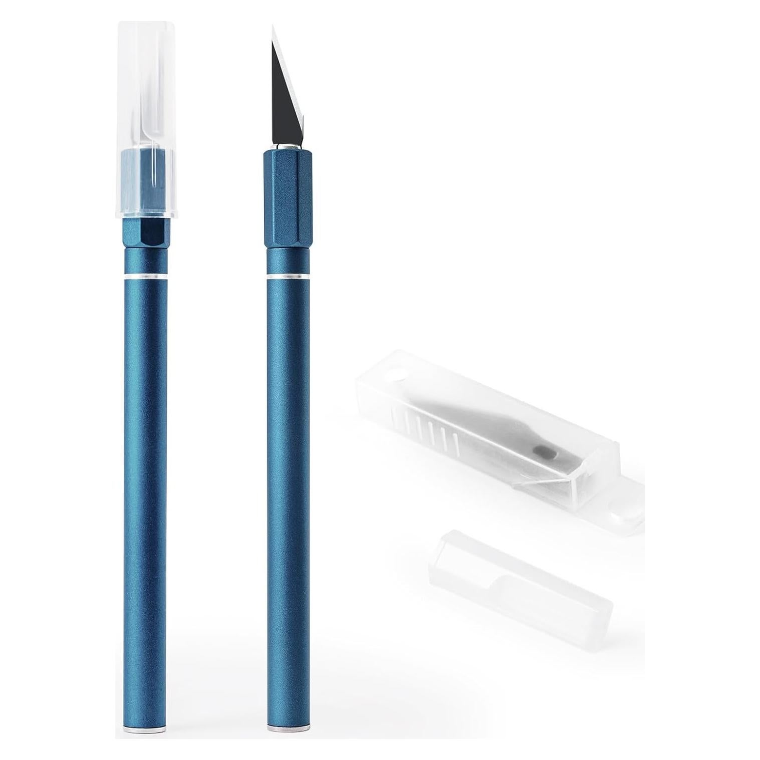 Cuchillo de Manualidades FOSHIO Azul con 10 Cuchillas de Repuesto