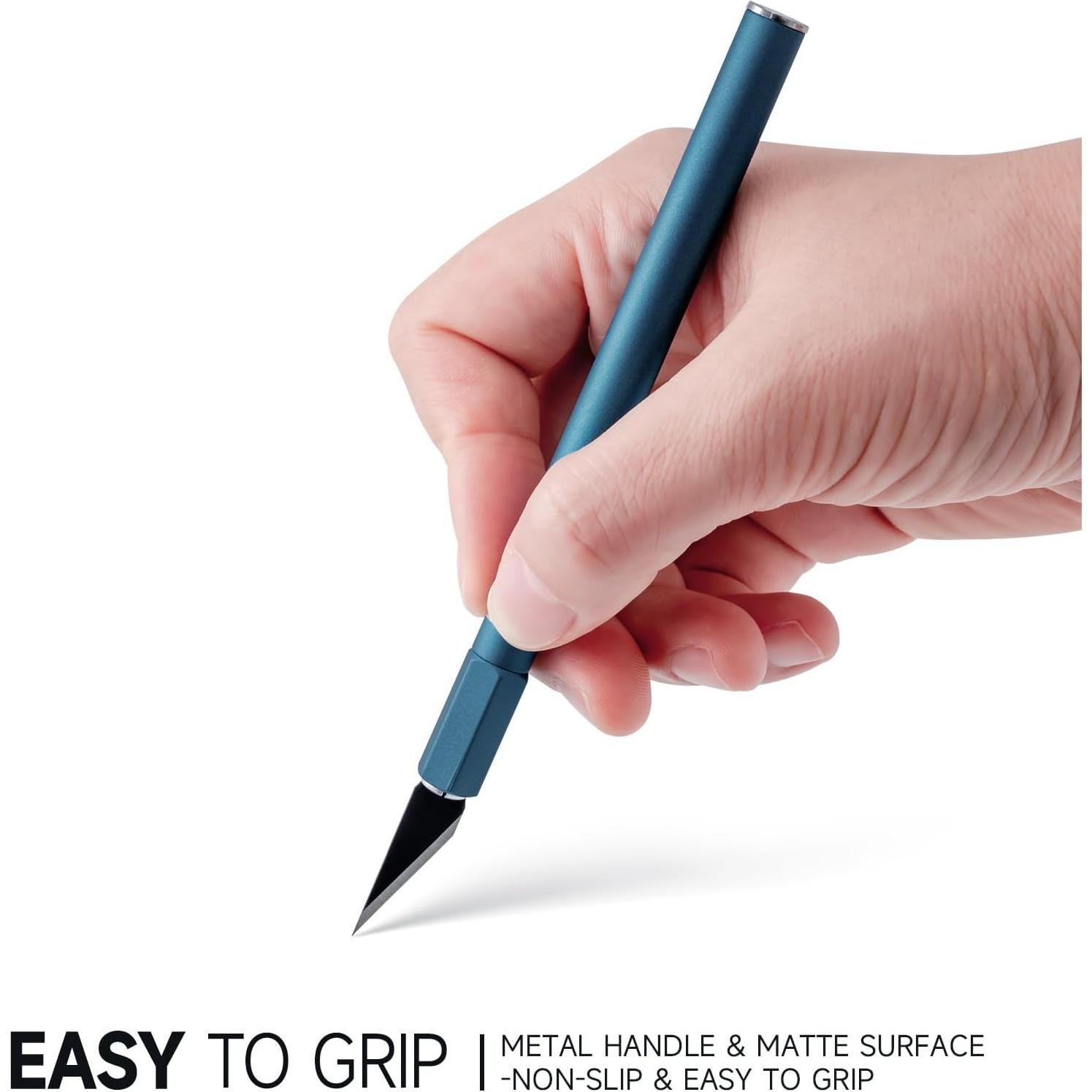 Cuchillo de Manualidades FOSHIO Azul con 10 Cuchillas de Repuesto