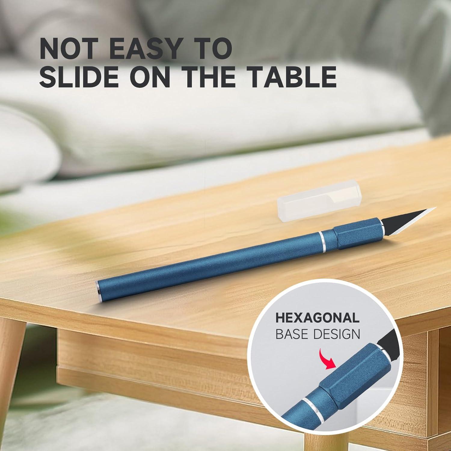 Cuchillo de Manualidades FOSHIO Azul con 10 Cuchillas de Repuesto