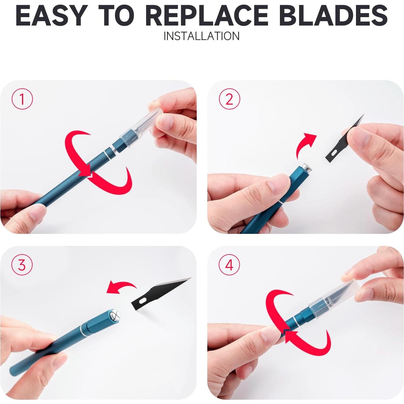 Cuchillo de Manualidades FOSHIO Azul con 10 Cuchillas de Repuesto