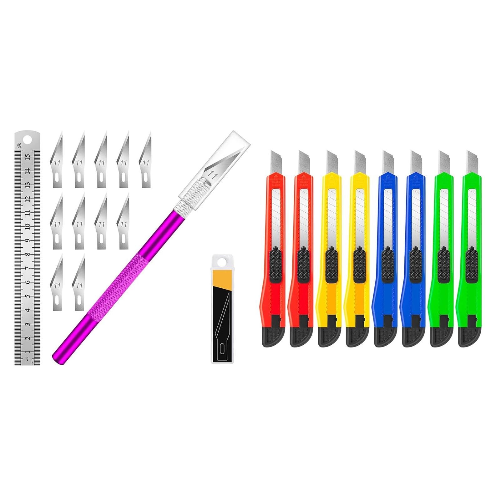 Juego de Cuchillos de Manualidades DIYSELF - 1 Cuchillo Exacto y 8 Utilitarios