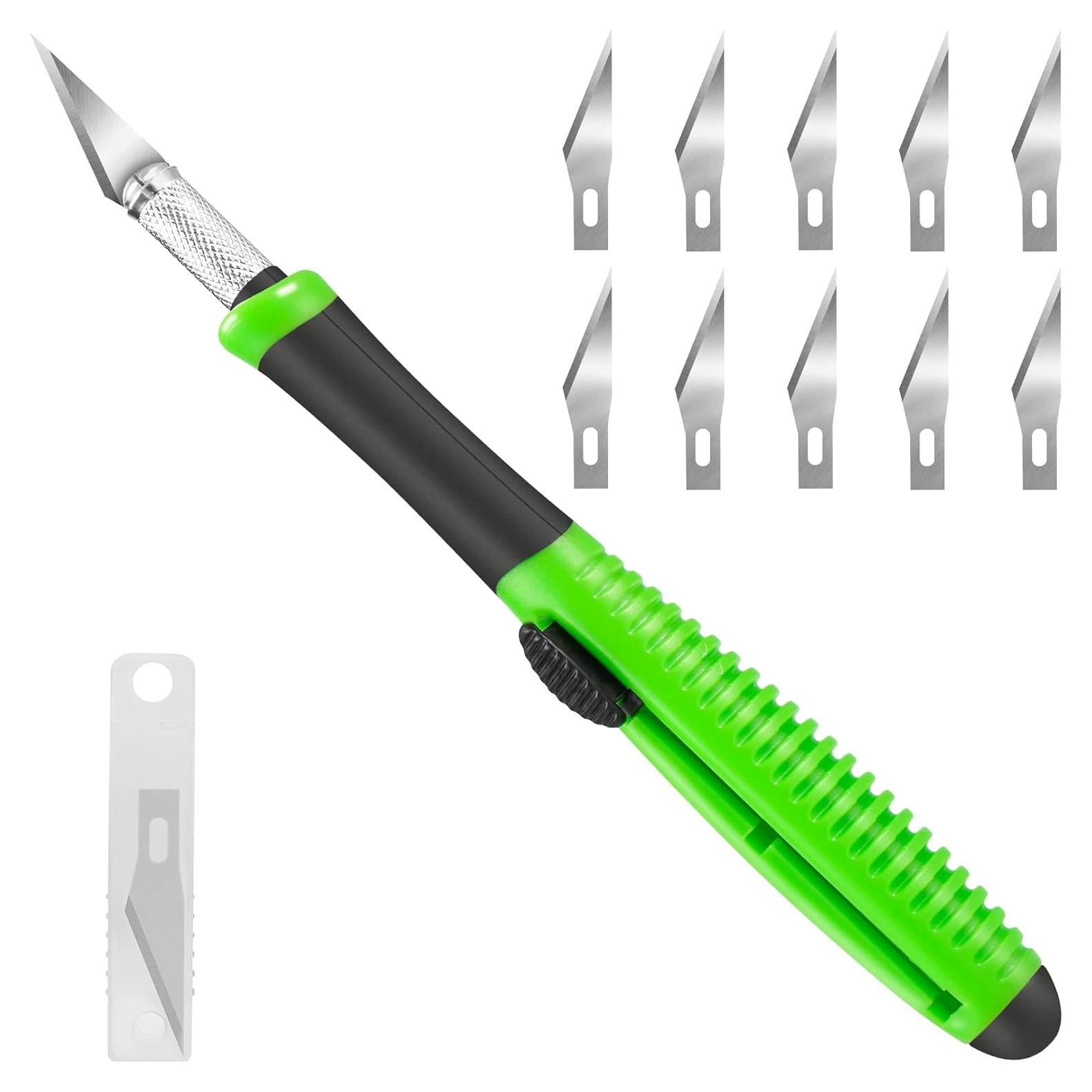 Cuchillo de Manualidades TIFICAL Retráctil con 10 Cuchillas de Acero