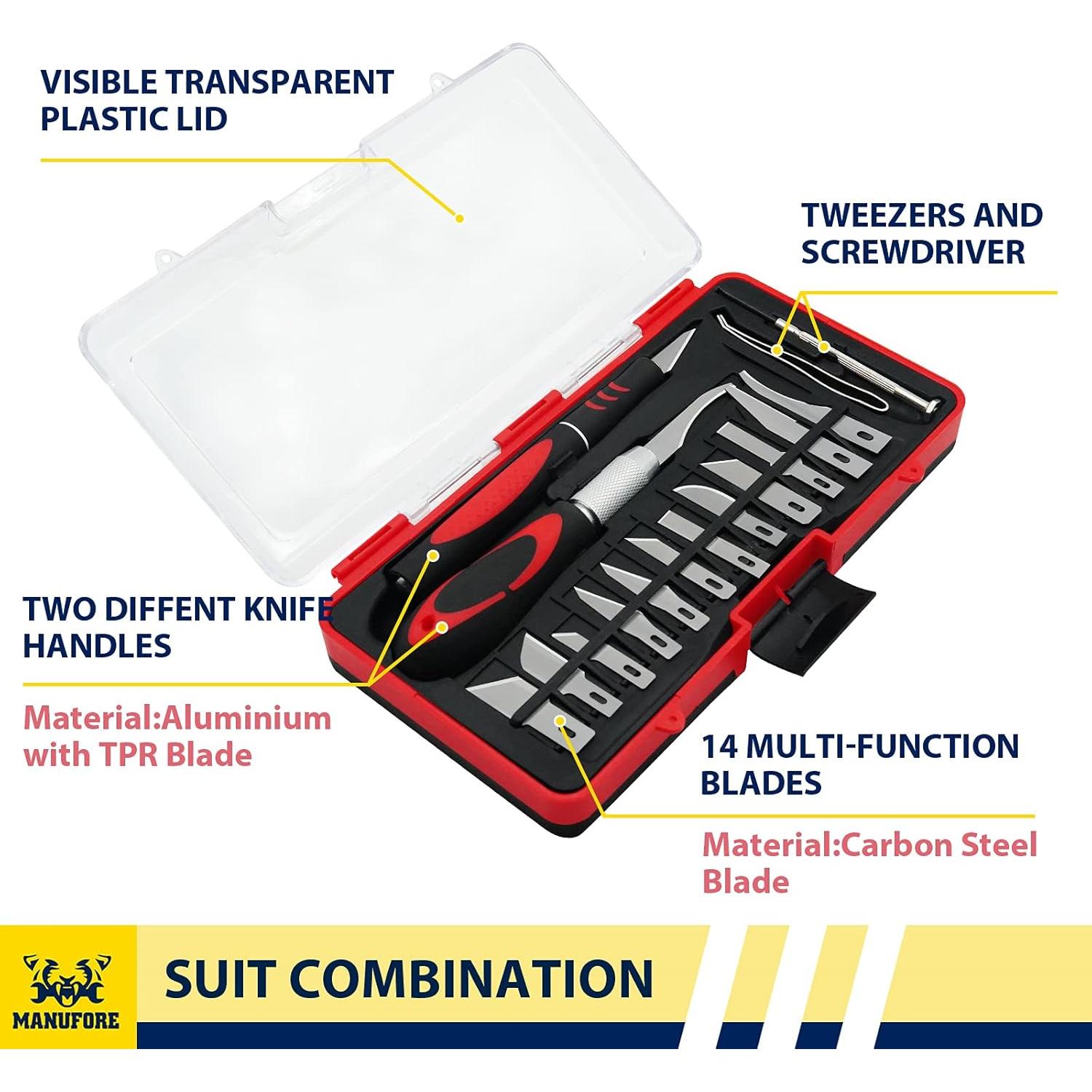 Juego de 19 Cuchillos de Manualidades MANUFORE con Mango Antideslizante