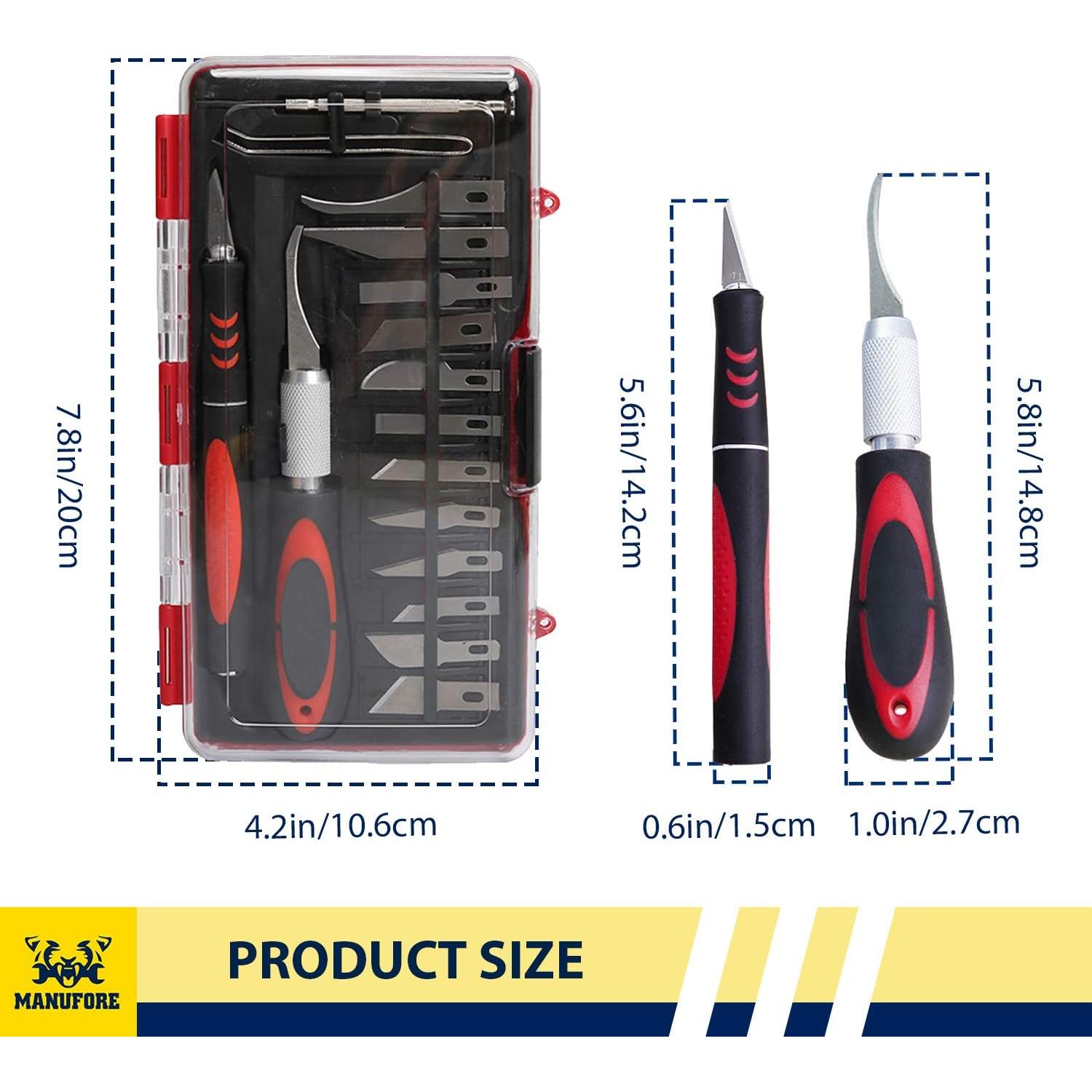 Juego de 19 Cuchillos de Manualidades MANUFORE con Mango Antideslizante