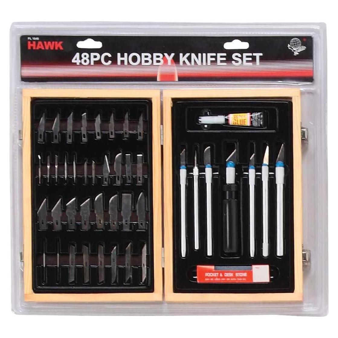 Juego de cuchillos de hobby BLADE PRO 48 piezas con caja de madera