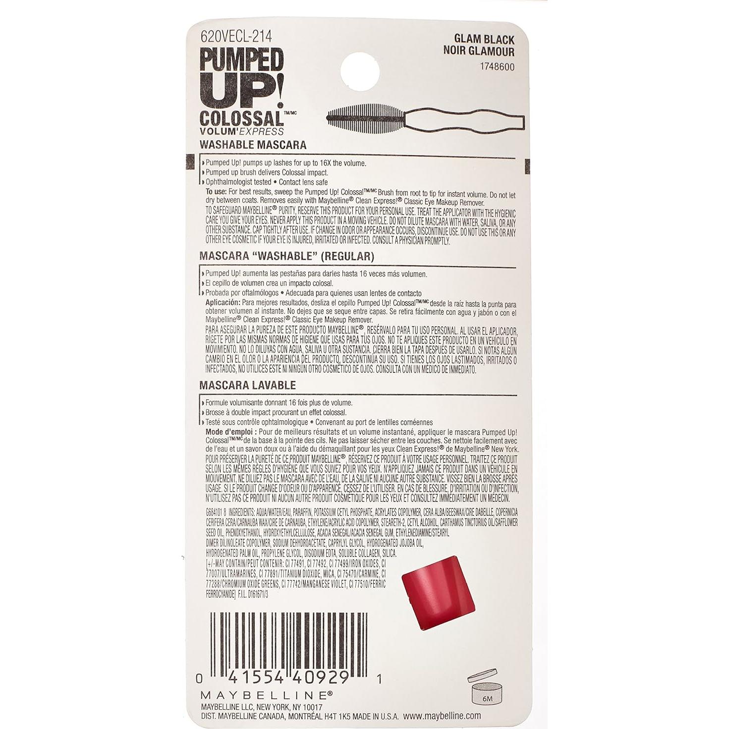 Máscara Maybelline Volum' Express Colosal 16x Negro 24g