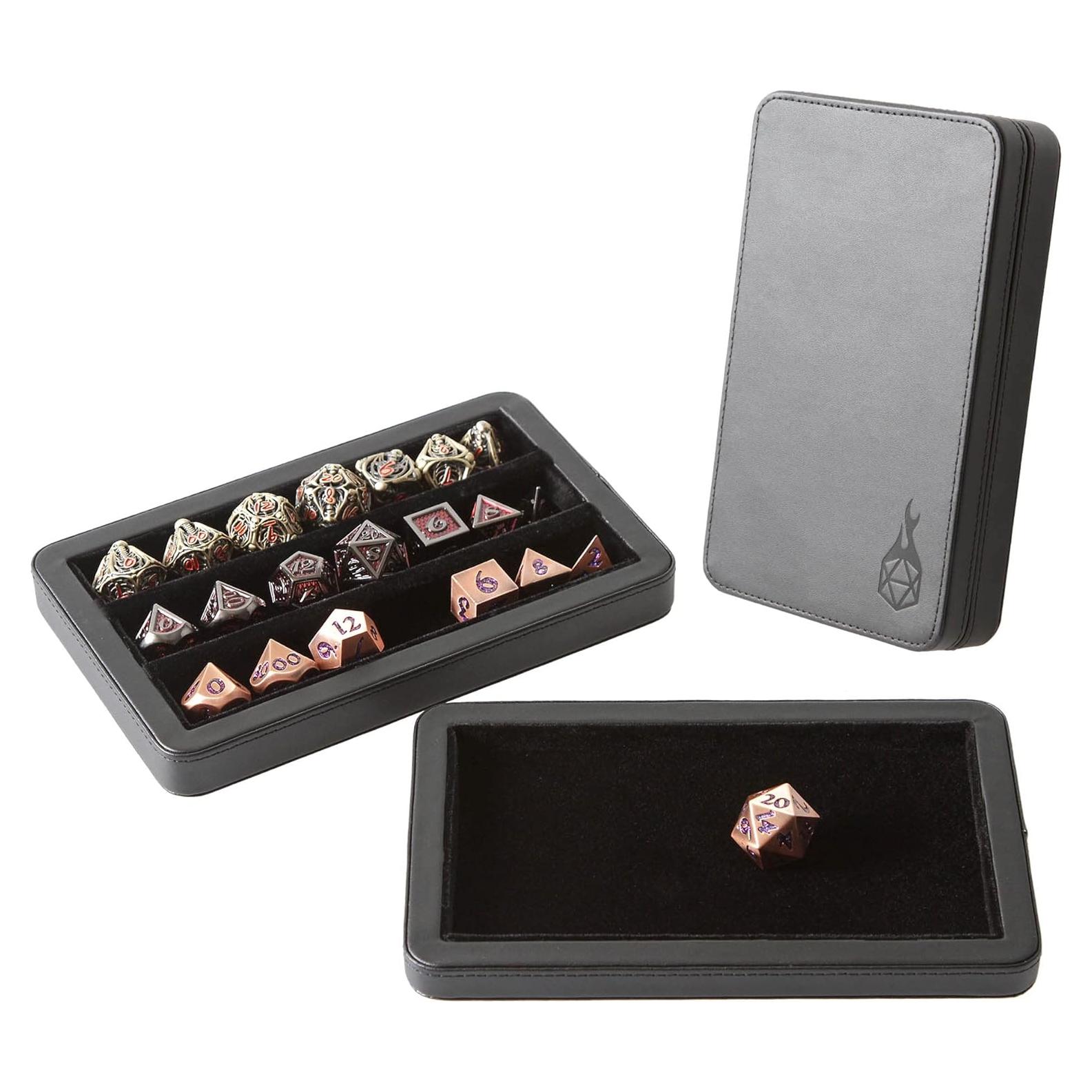 Estuche de Dados Forged Dice Co. Premium Negro 3 Filas Fieltro