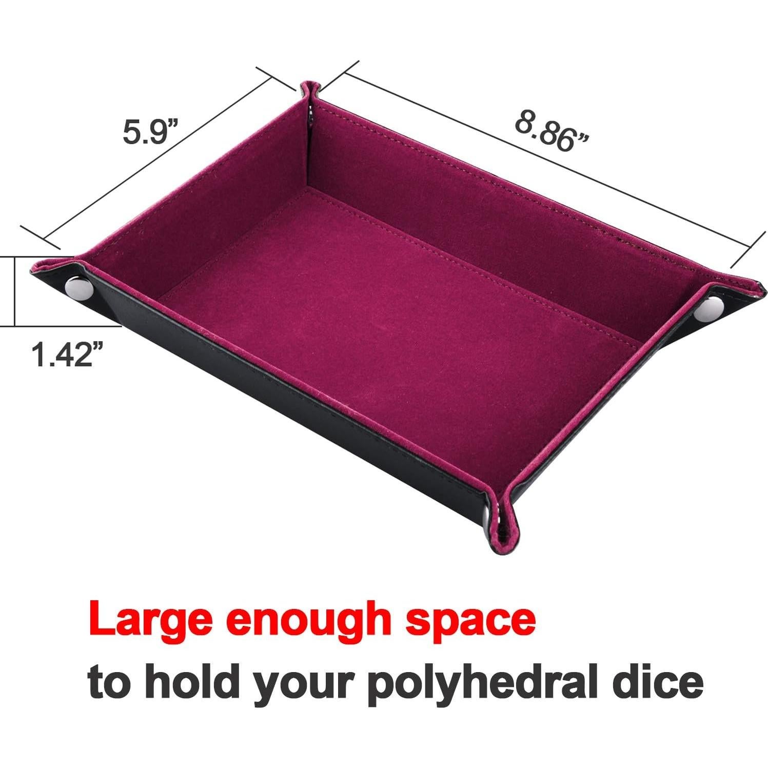 Bandeja de Dados SIQUK Plegable Rectangular Cuero PU Rojo