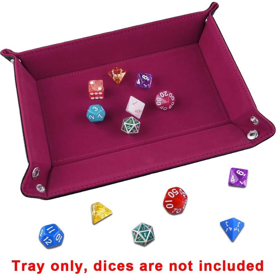 Bandeja de Dados SIQUK Plegable Rectangular Cuero PU Rojo