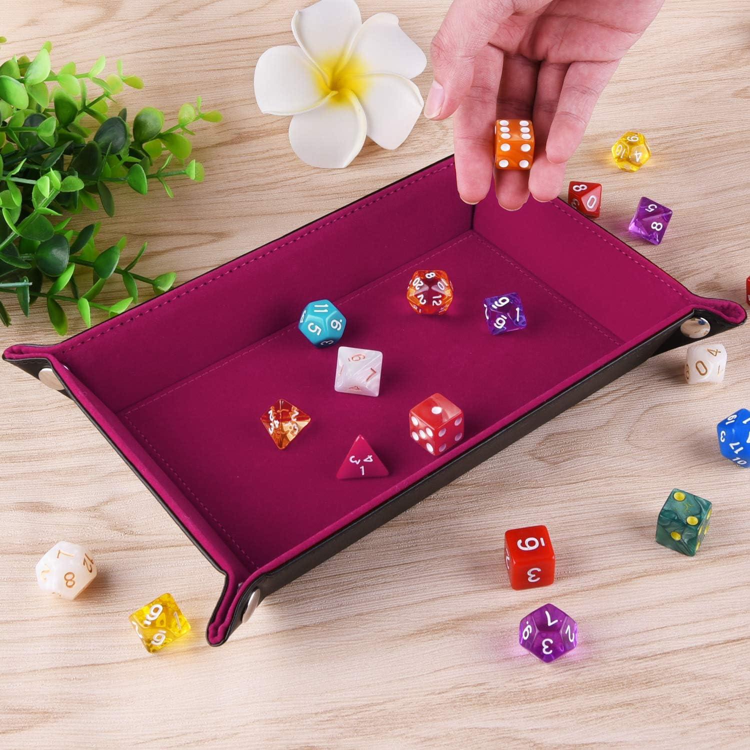 Bandeja de Dados SIQUK Plegable Rectangular Cuero PU Rojo