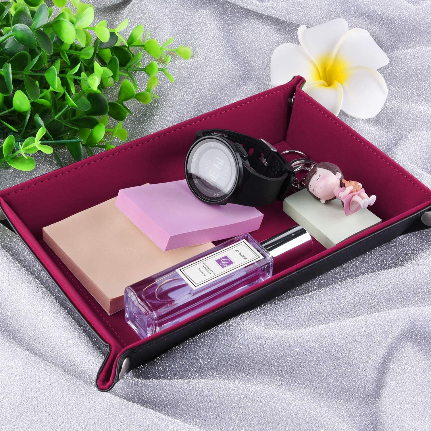 Bandeja de Dados SIQUK Plegable Rectangular Cuero PU Rojo