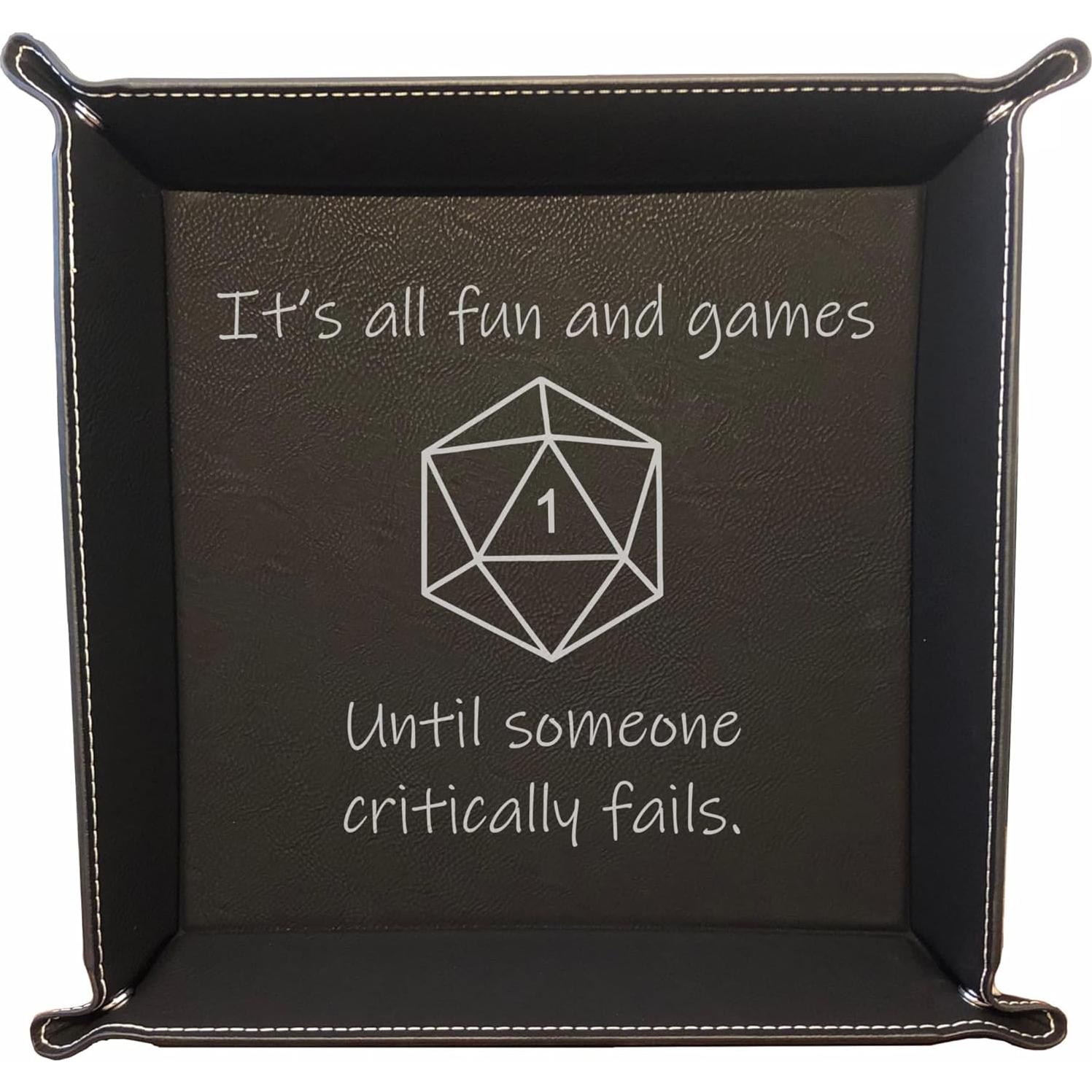 Bandeja de Dados Cuero Sintético Grabado D&D Negro 32.7cm