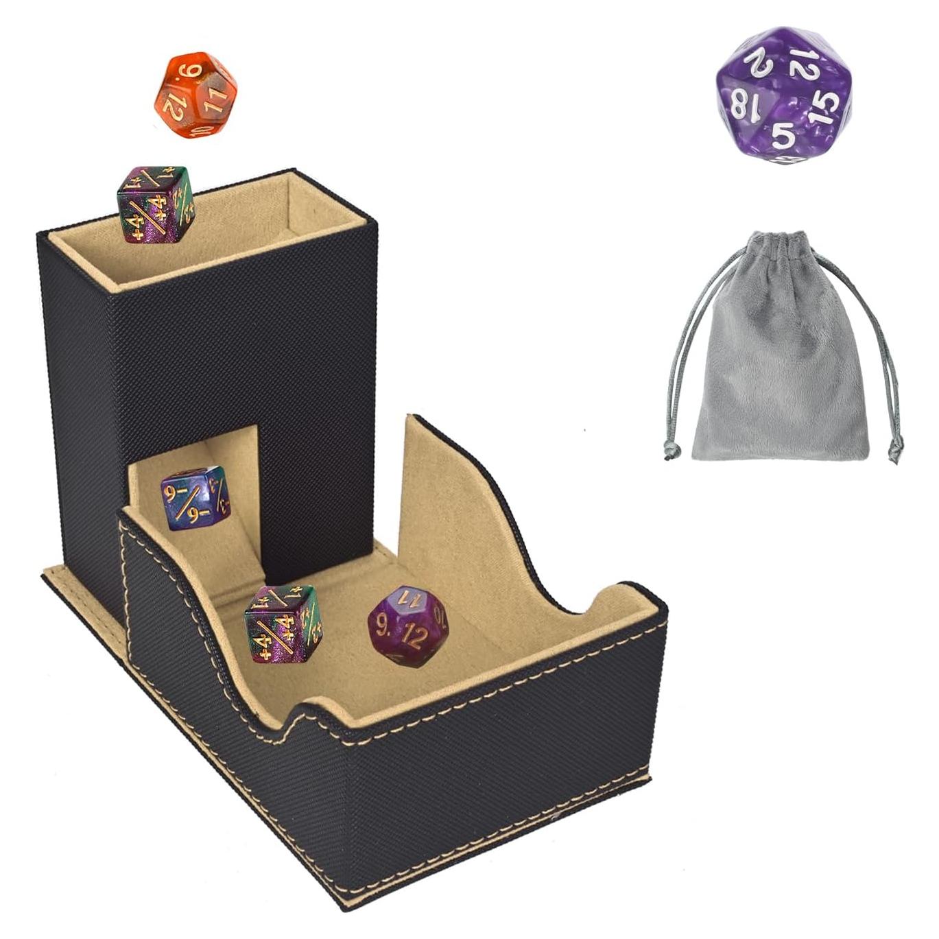 Torre de Dados y Bandeja Plegable Stepane Negra/Marrón