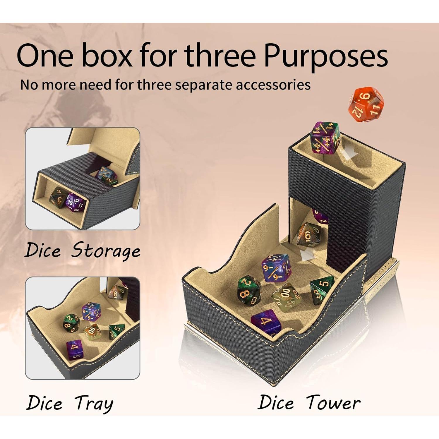 Torre de Dados y Bandeja Plegable Stepane Negra/Marrón