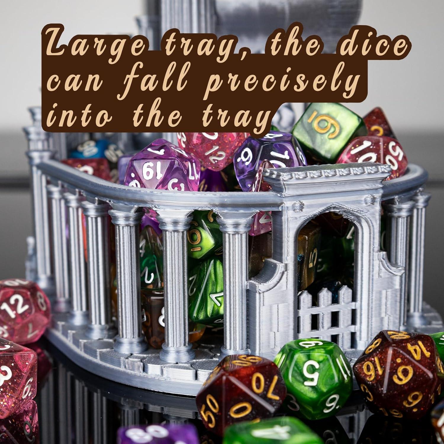 Torre de Dados DND JstFrU con Bandeja y 7 Dados, Gris Clásico