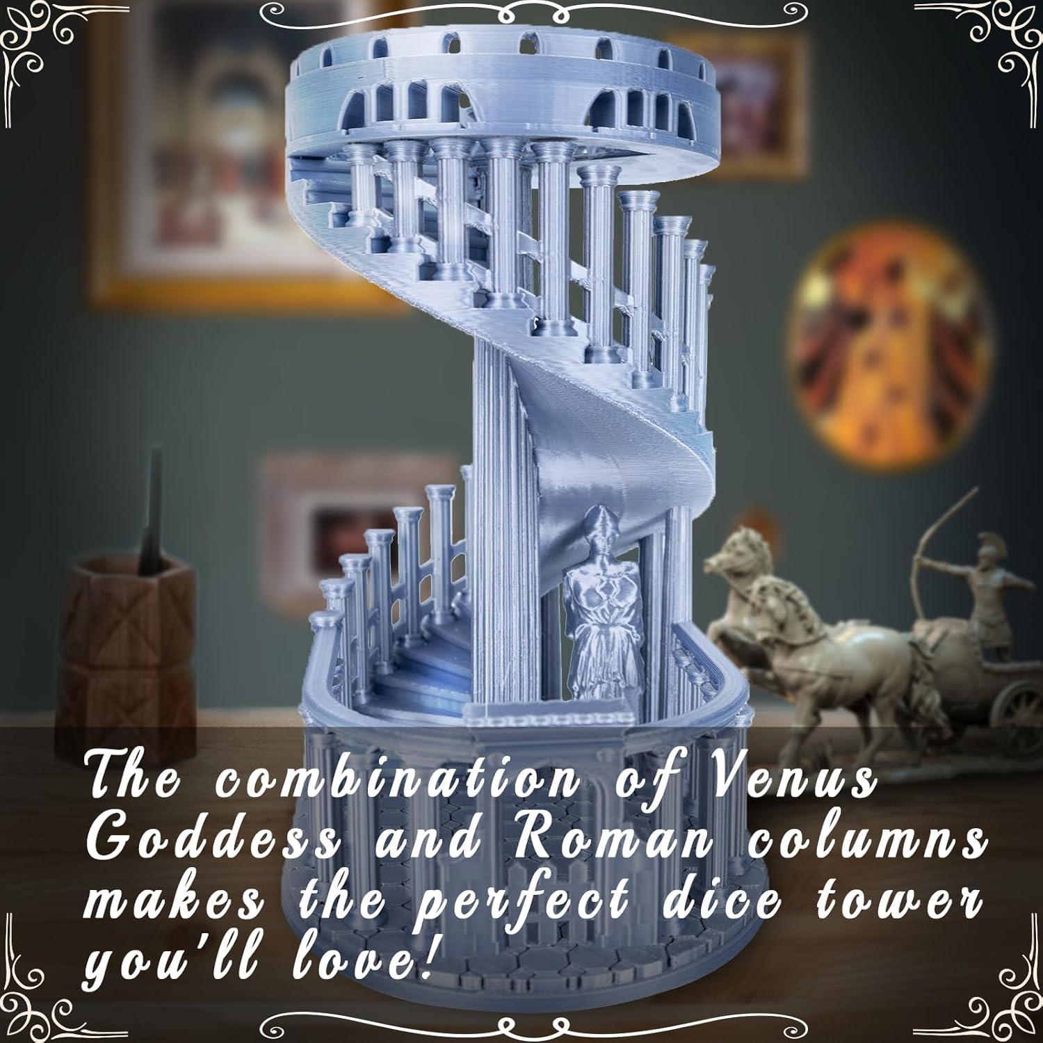 Torre de Dados DND JstFrU con Bandeja y 7 Dados, Gris Clásico