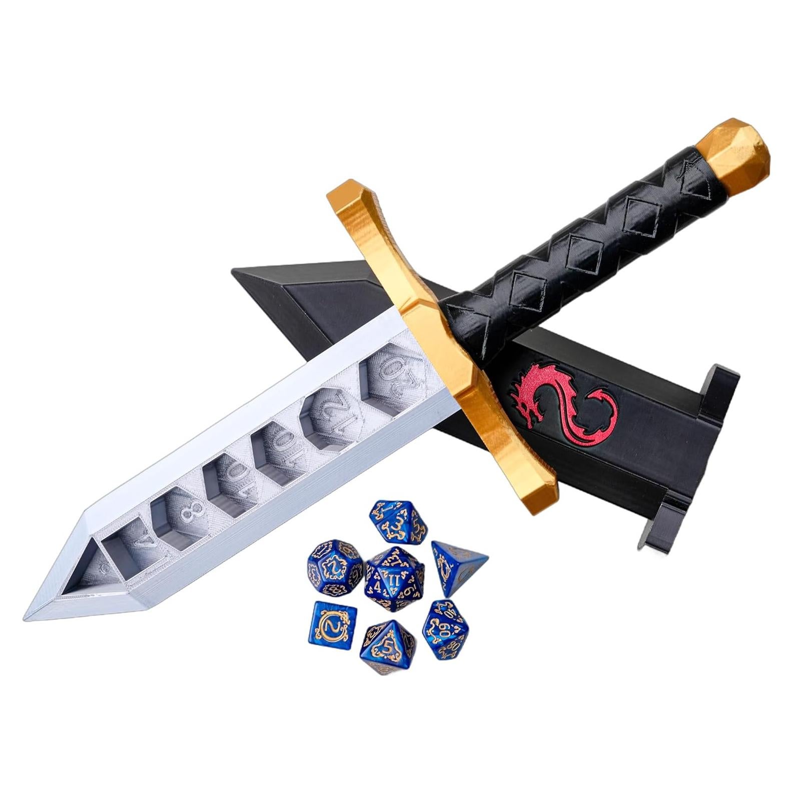 Soporte para Dados 3D BEST-Q Dragón Rojo con 7 Dados D20