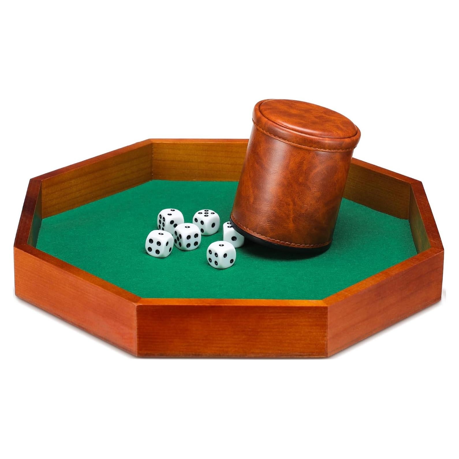Juego de Bandeja de Dados Octagonal MiniInflat con Taza y 6 Dados