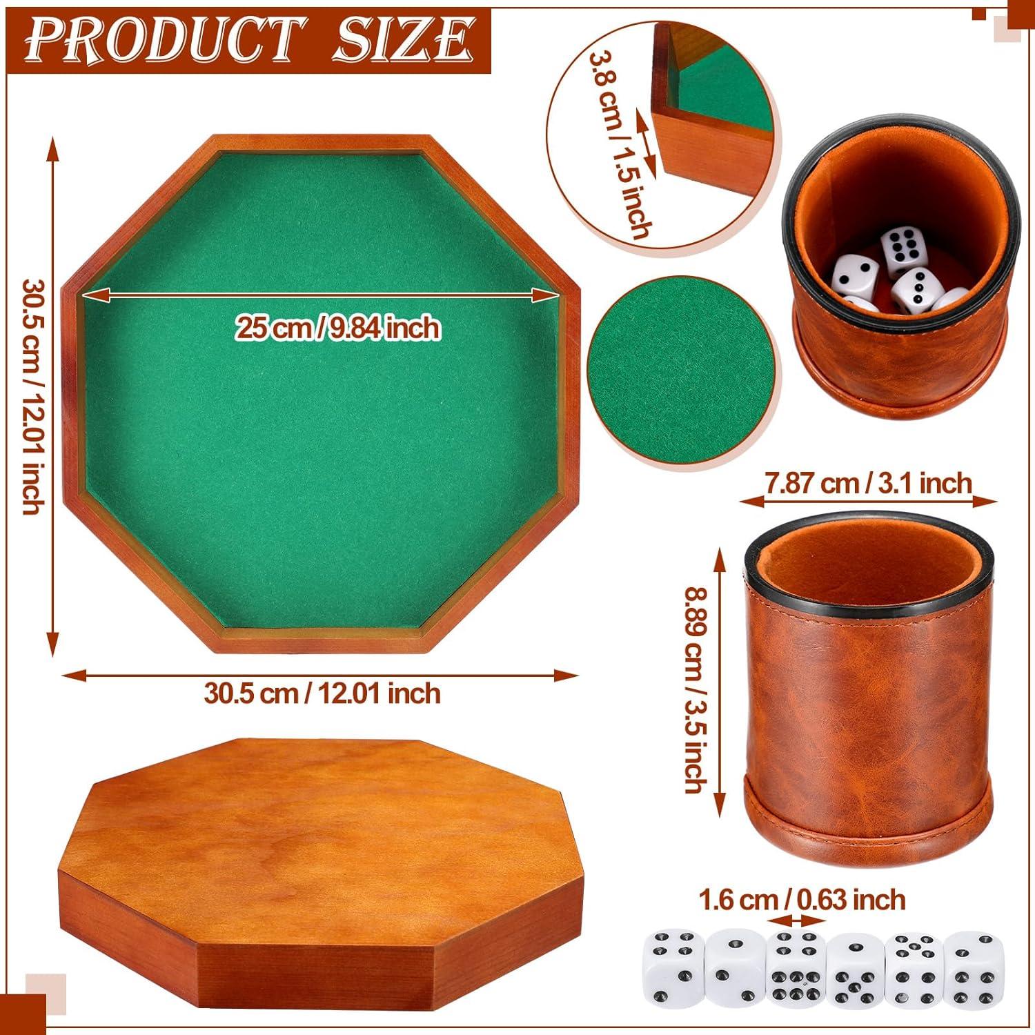 Juego de Bandeja de Dados Octagonal MiniInflat con Taza y 6 Dados