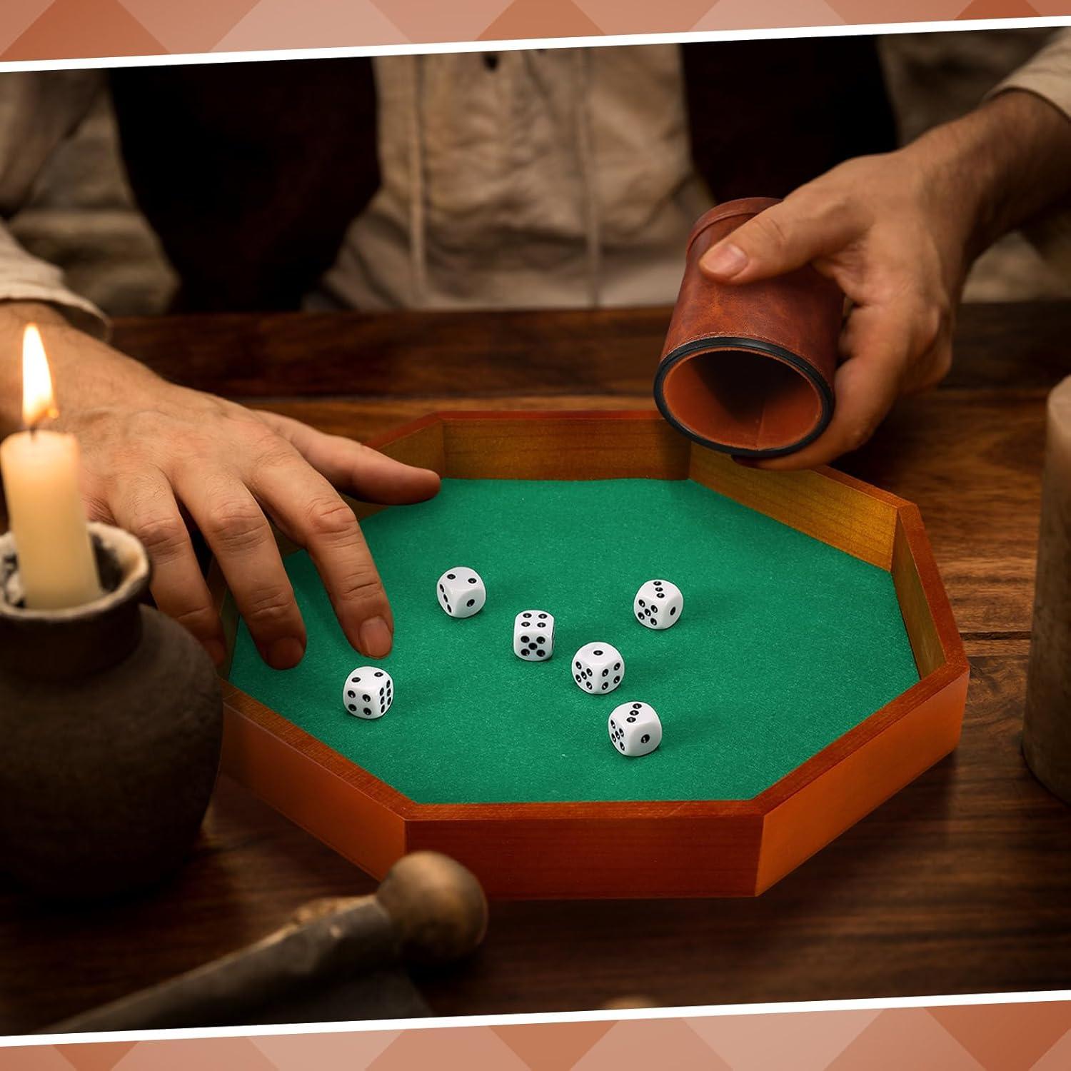 Juego de Bandeja de Dados Octagonal MiniInflat con Taza y 6 Dados