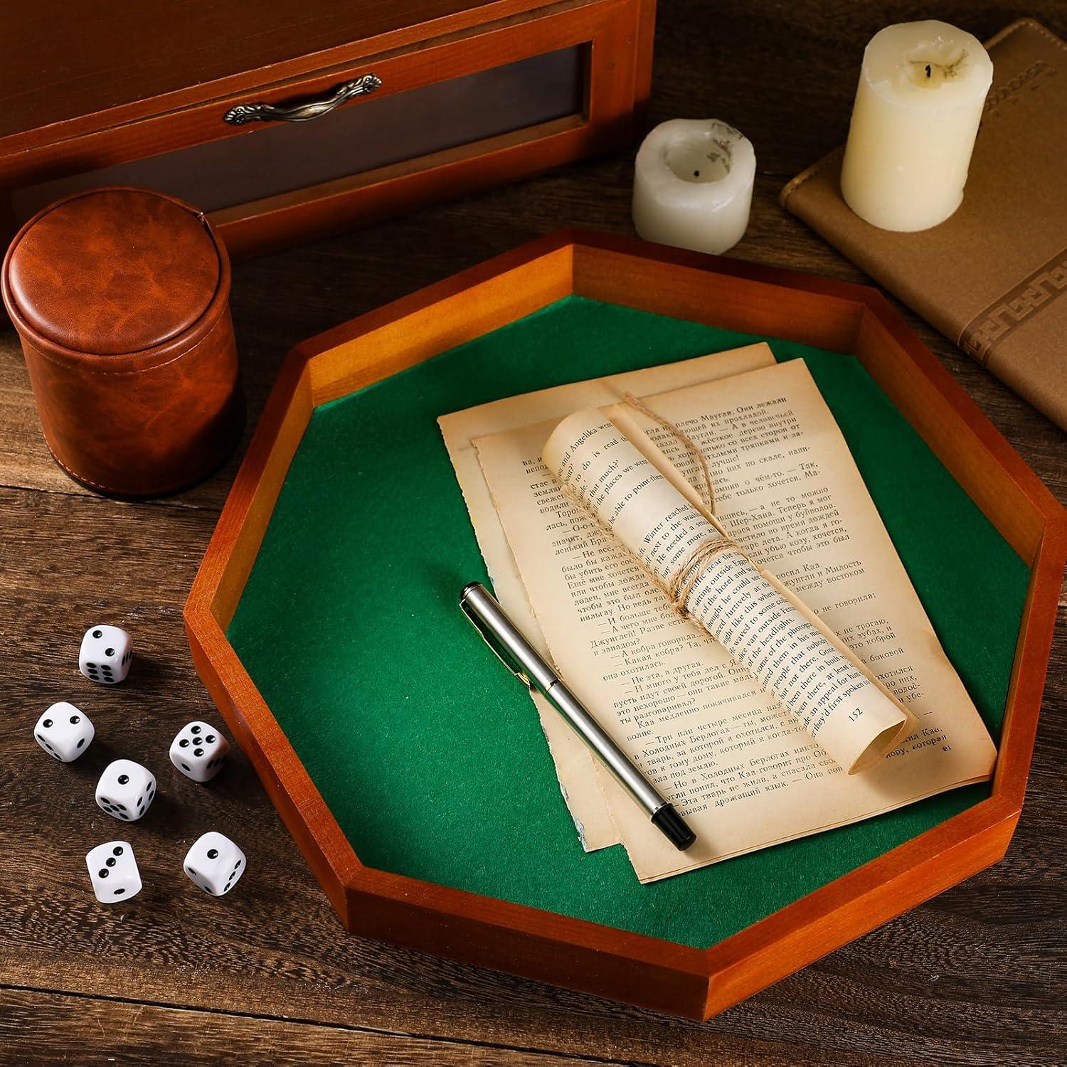 Juego de Bandeja de Dados Octagonal MiniInflat con Taza y 6 Dados