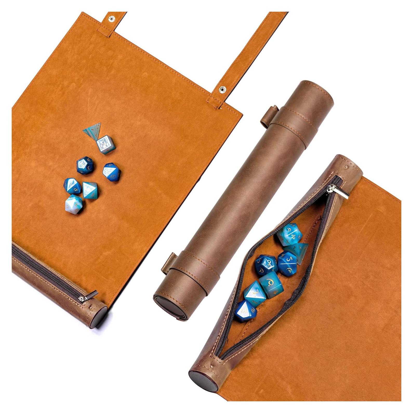 Tapete para Dados Cusdie 2 en 1 Marrón - Soporte y Portadados