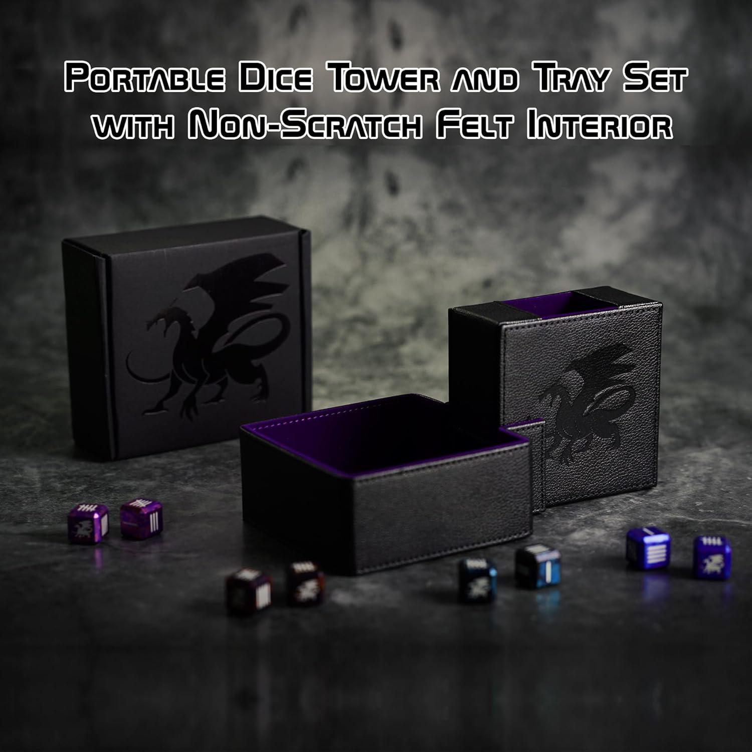 Torre de Dados Plegable AKO - Estuche de Cuero PU Púrpura
