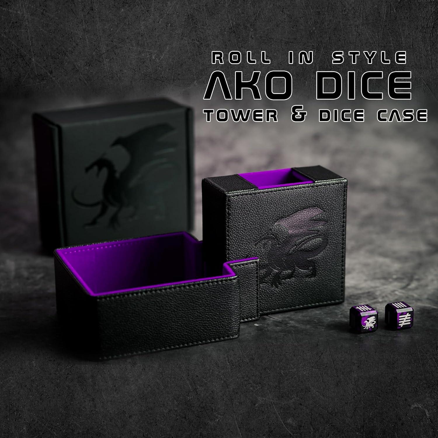 Torre de Dados Plegable AKO - Estuche de Cuero PU Púrpura