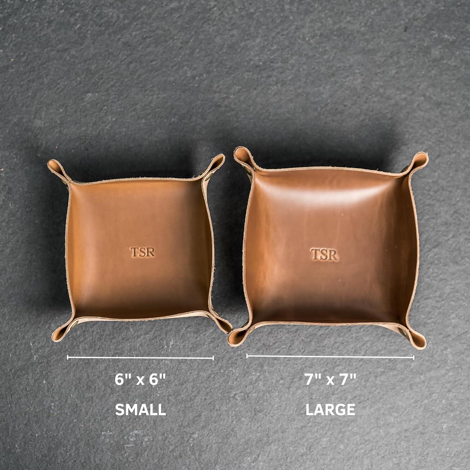 Bandeja de cuero personalizada Ox & Pine 19 cm cuadrada café