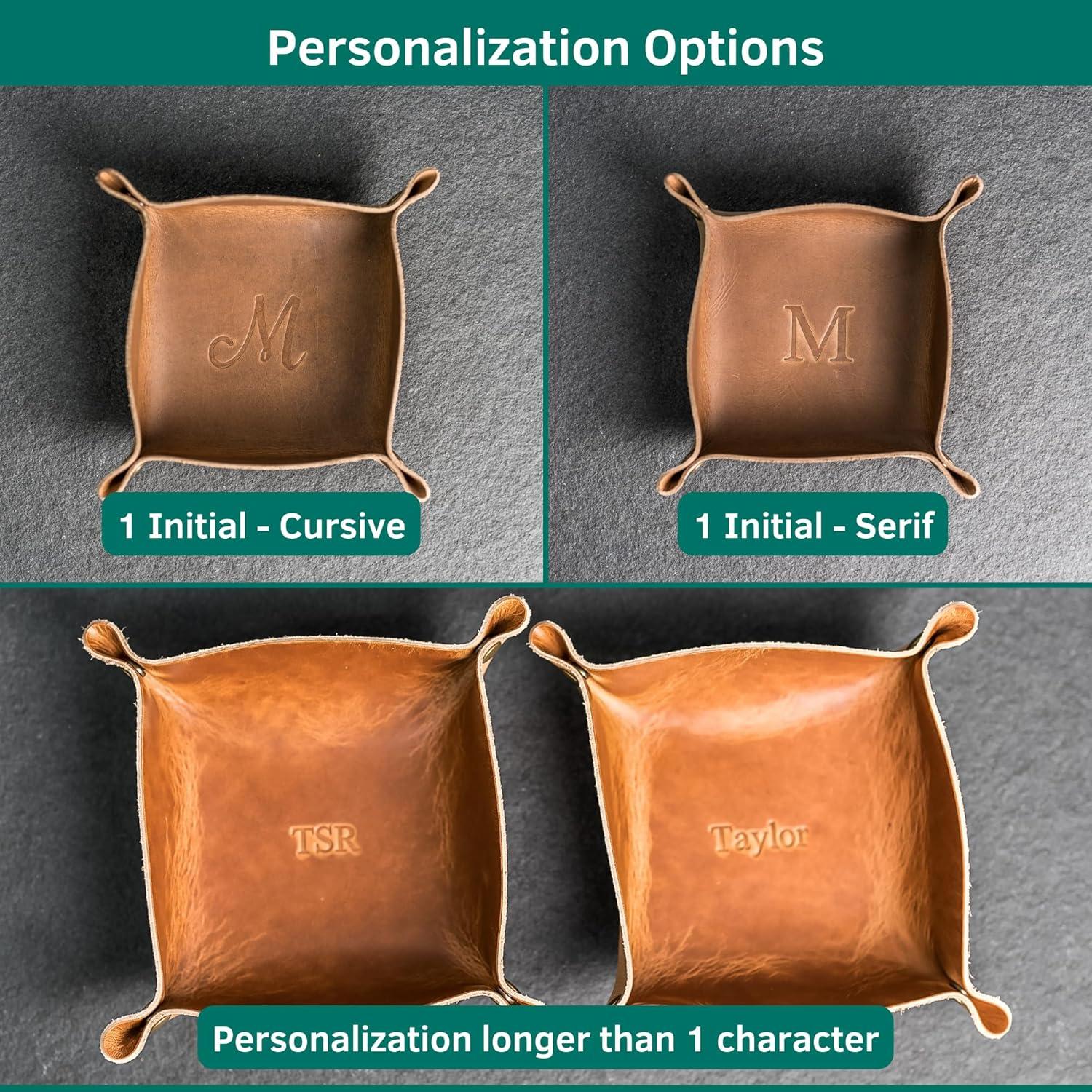 Bandeja de cuero personalizada Ox & Pine 19 cm cuadrada café