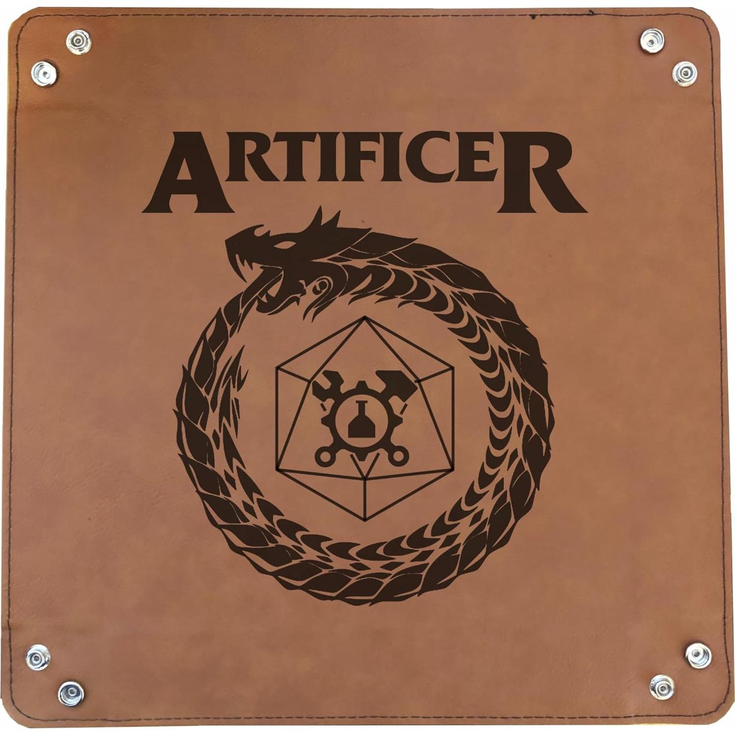 Bandeja de Dados Plegable Grabado en Cuero Sintético Marrón