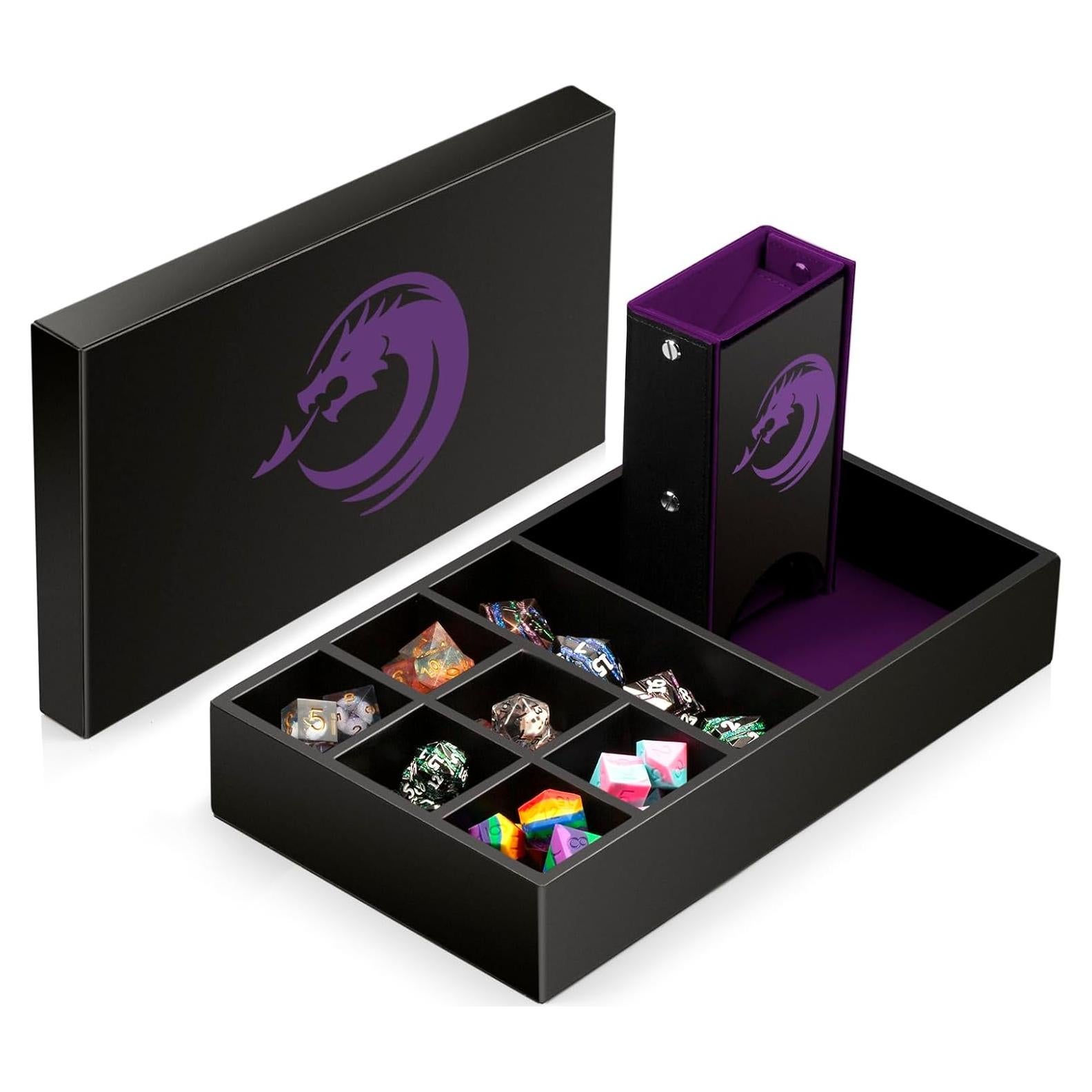 Bandeja de lanzamiento de dados DNDND 3 en 1 Terciopelo Púrpura