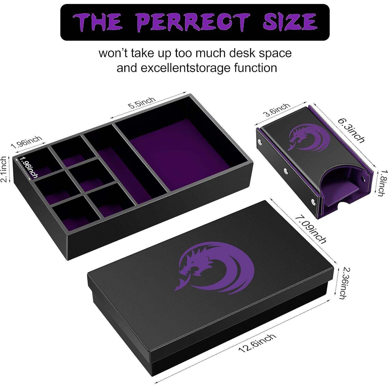 Bandeja de lanzamiento de dados DNDND 3 en 1 Terciopelo Púrpura